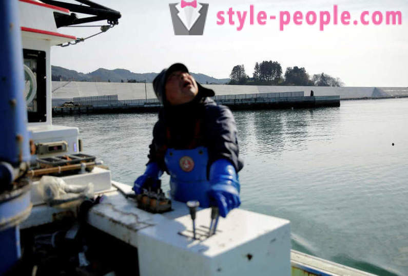 Japanin rannikolla, tsunamin vaurioitunut 2011 suojattu 12-metrinen seinä