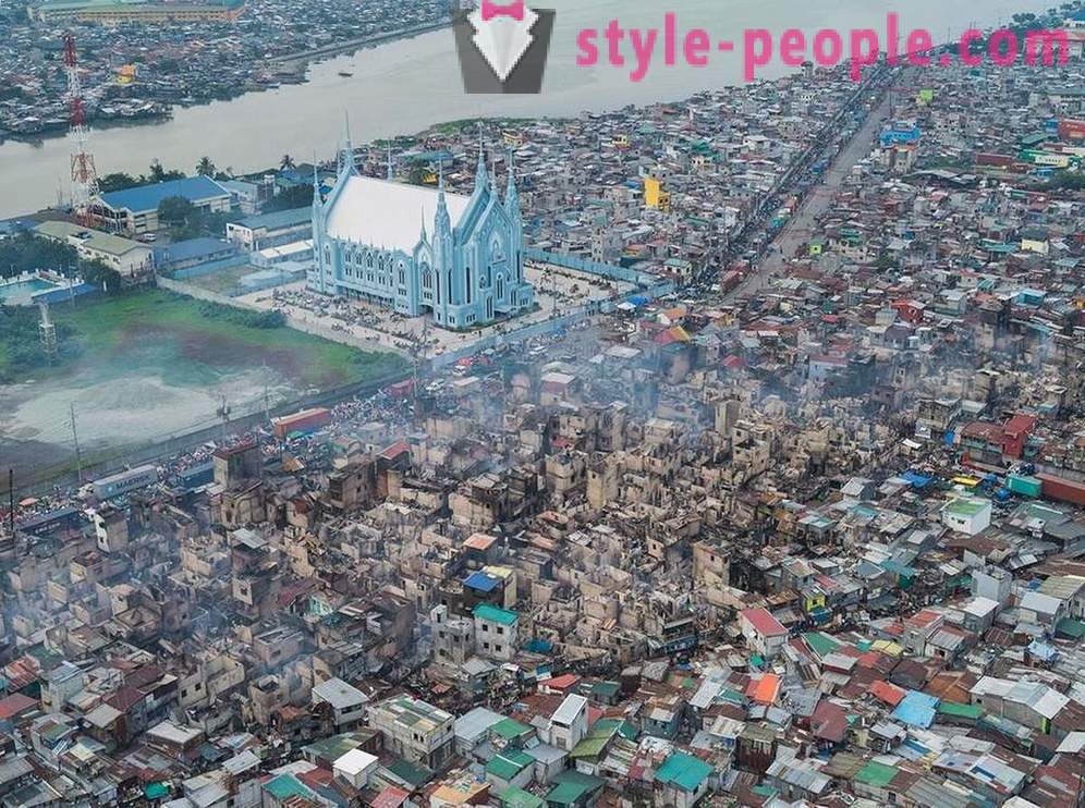 Slummeista Manilla lintuperspektiivinäkymä
