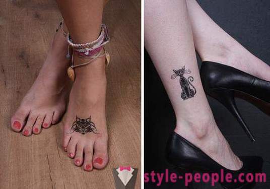 Tatuointi jalalle kissa: valokuvan arvo